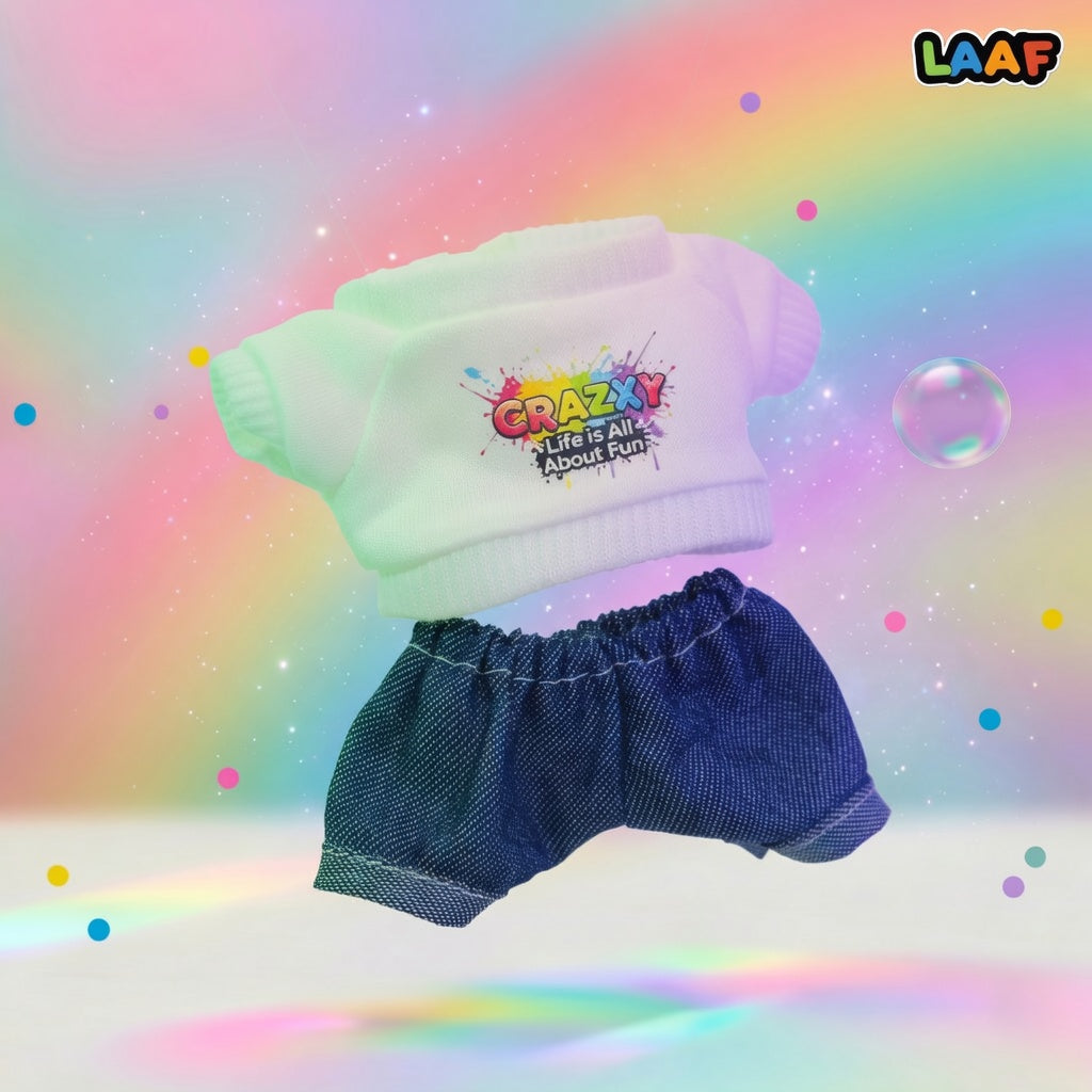 LAAF Customizable T-Shirt & Jeans Set for 20cm Dolls & Labubu – Personalized Apparel