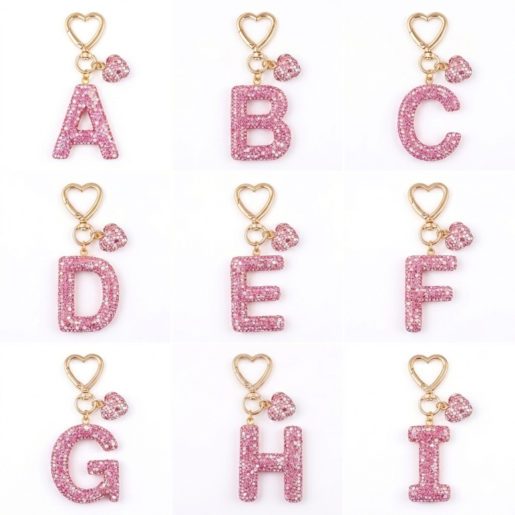 LAAF Rhinestone 26 Letters & Heart Pendant – Bag Charm & Keychain