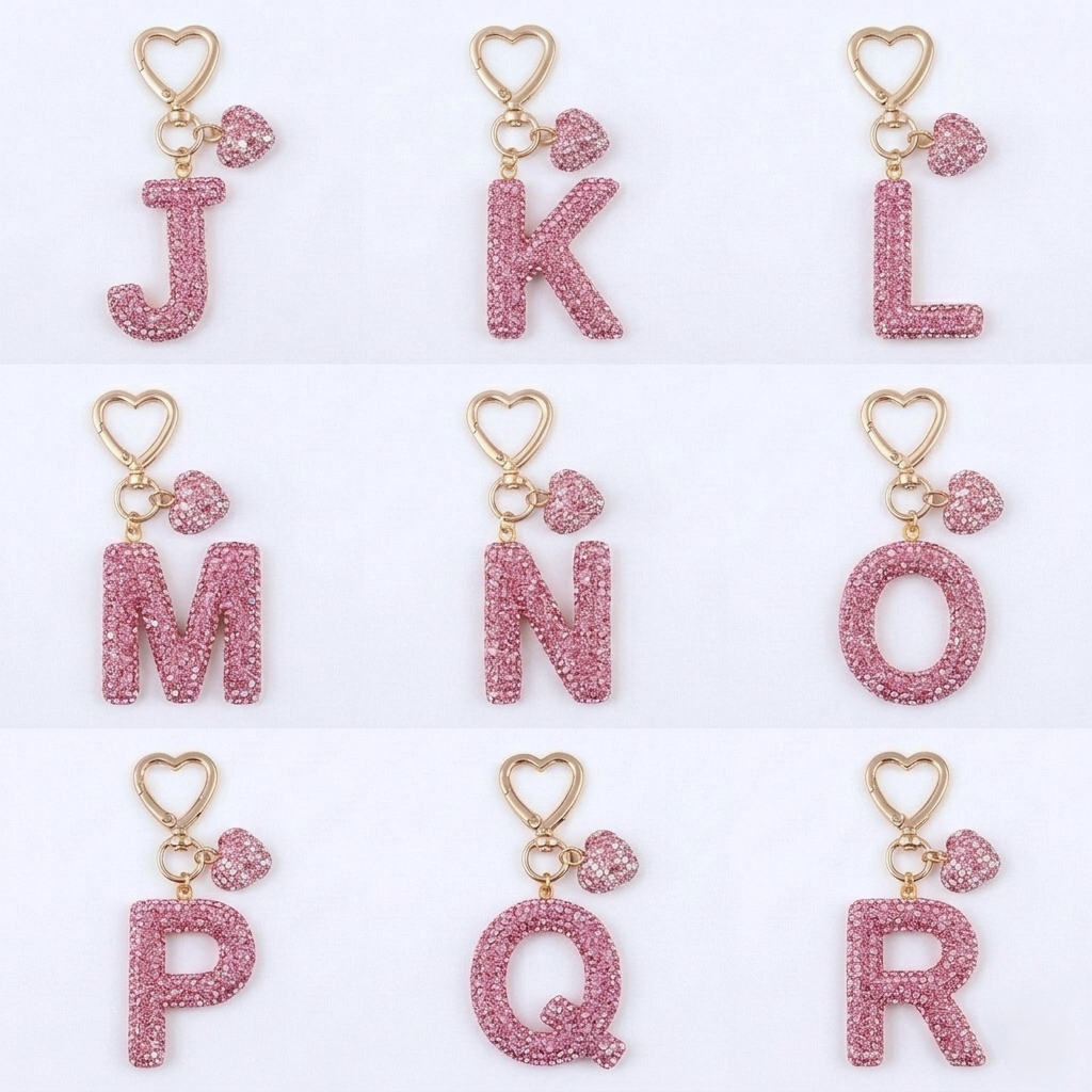 LAAF Rhinestone 26 Letters & Heart Pendant – Bag Charm & Keychain