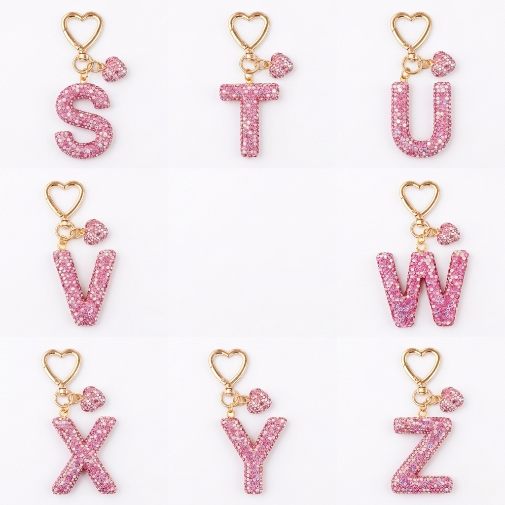 LAAF Rhinestone 26 Letters & Heart Pendant – Bag Charm & Keychain