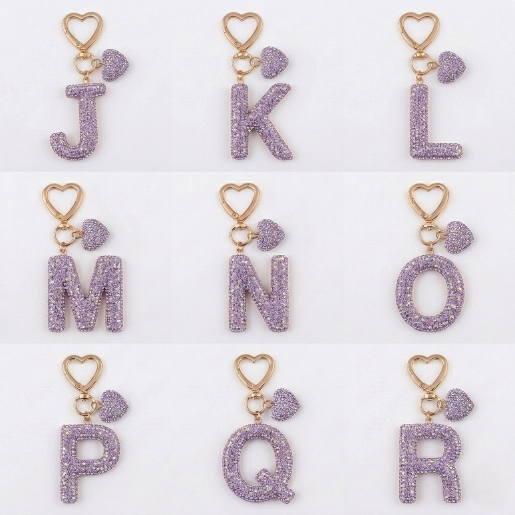LAAF Rhinestone 26 Letters & Heart Pendant – Bag Charm & Keychain