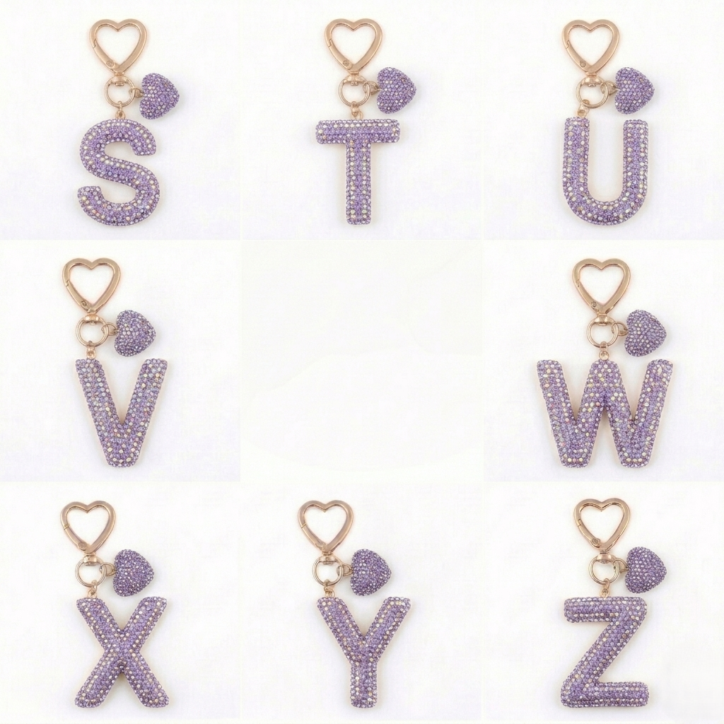 LAAF Rhinestone 26 Letters & Heart Pendant – Bag Charm & Keychain