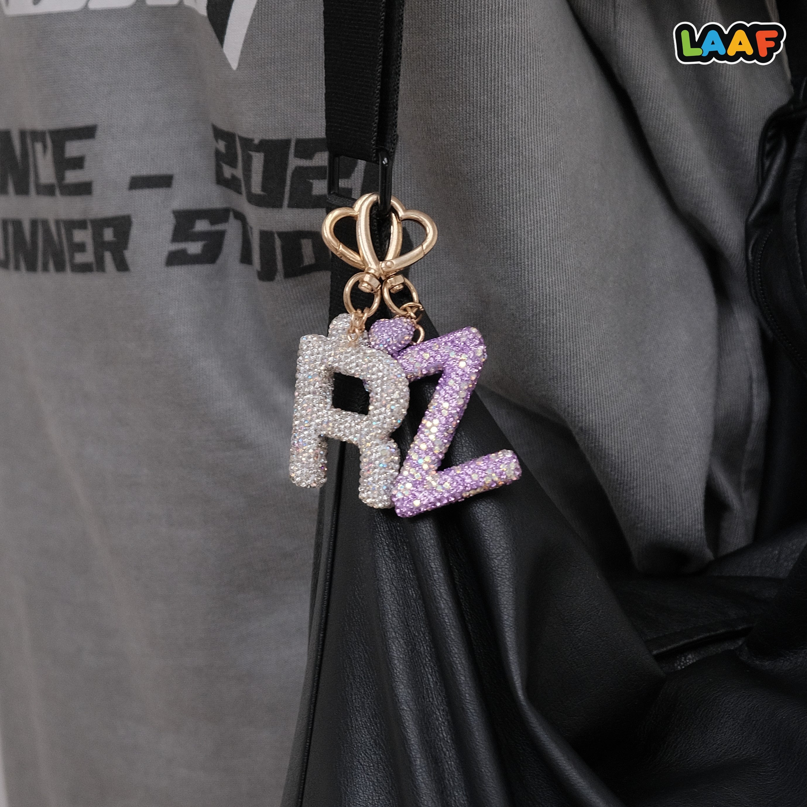 LAAF Rhinestone 26 Letters & Heart Pendant – Bag Charm & Keychain