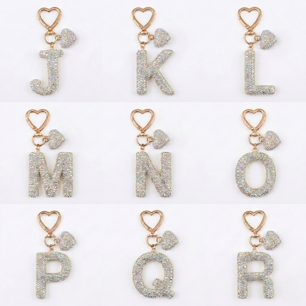LAAF Rhinestone 26 Letters & Heart Pendant – Bag Charm & Keychain