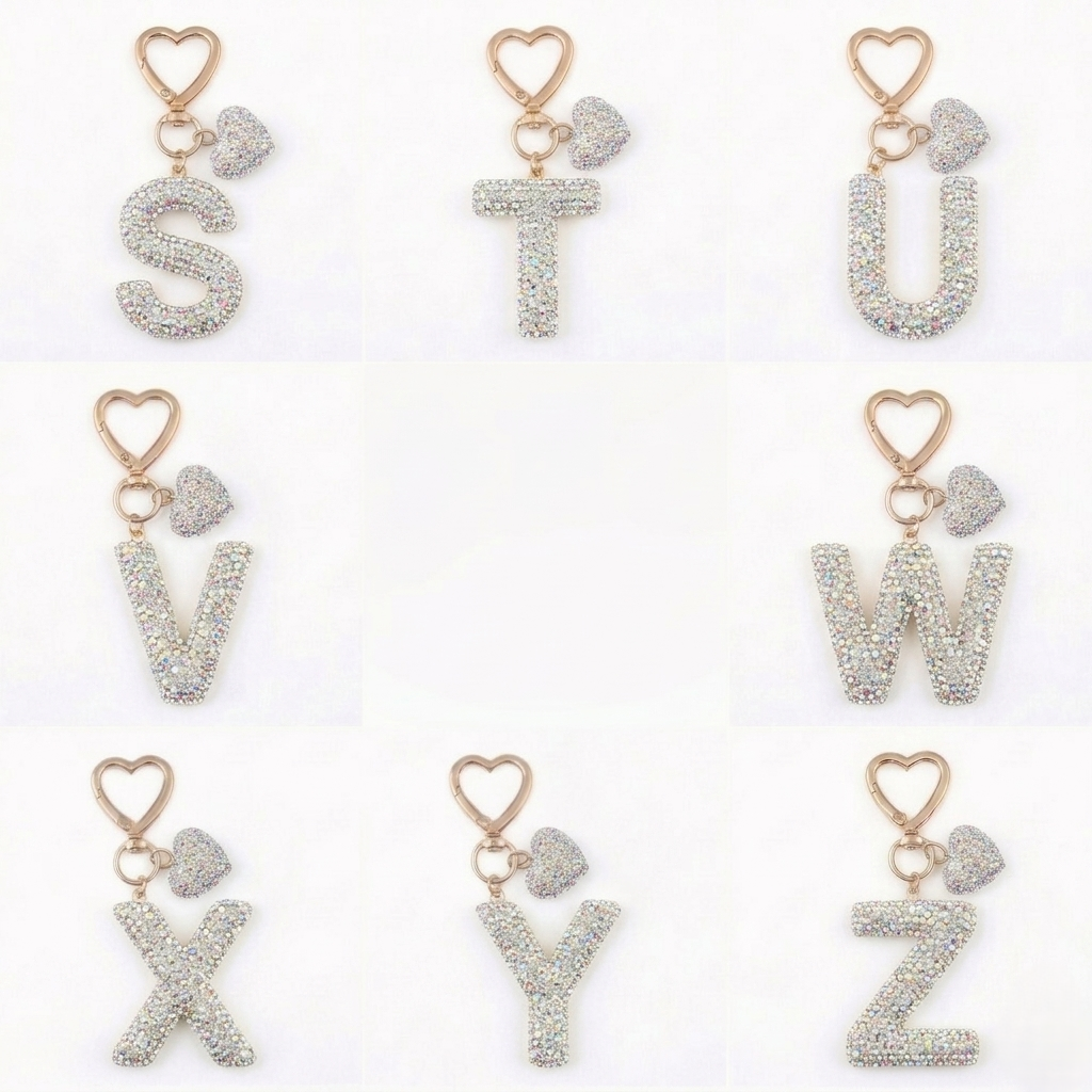 LAAF Rhinestone 26 Letters & Heart Pendant – Bag Charm & Keychain
