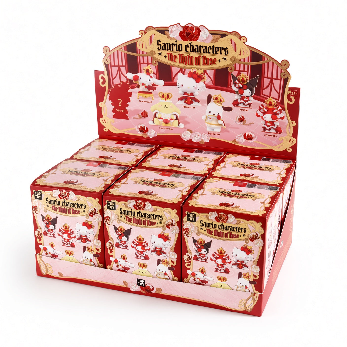 TOPTOY Sanrio Rose Night Series Blind Box – Pudding Dog, Kuromi & Hello Kitty Desktop Collectible Figure | CRAZXY