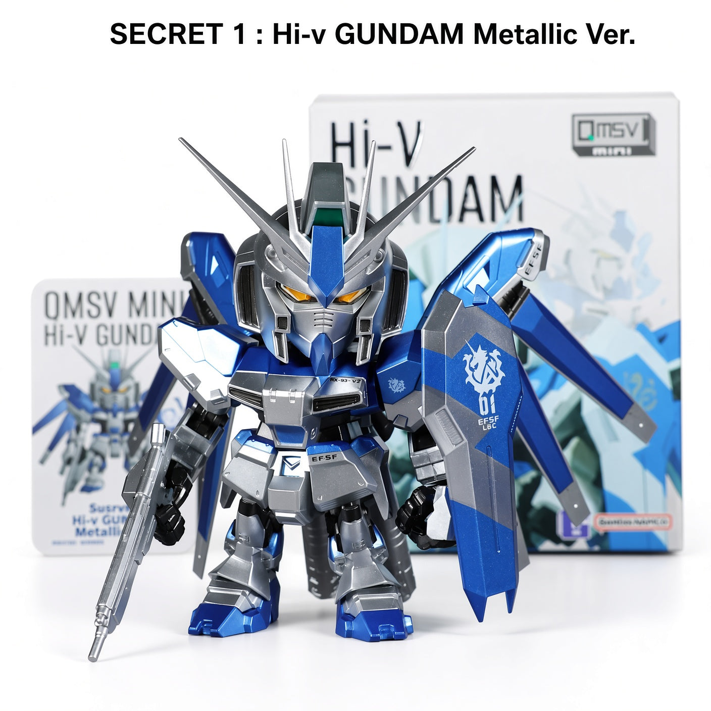 Bandai QMSV Mini Hi-Nu Gundam RX-93-v2 Blind Box Figure – 11cm Official Collectible with Metallic & Blue Red Secret Editions | Car & Desk Display | CRAZXY