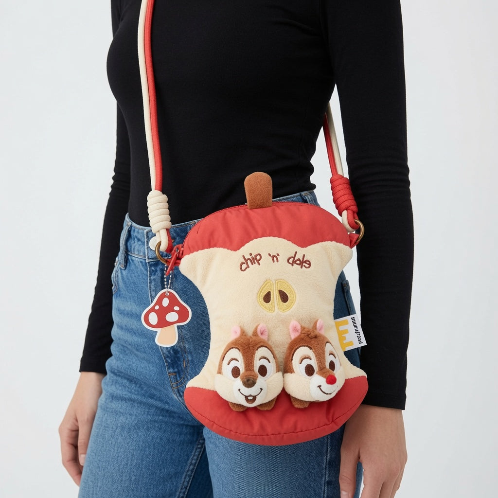 Potdemiel Disney "Chip 'n' Dale" "Take a Bite" Apple Crossbody Bag | CRAZXY