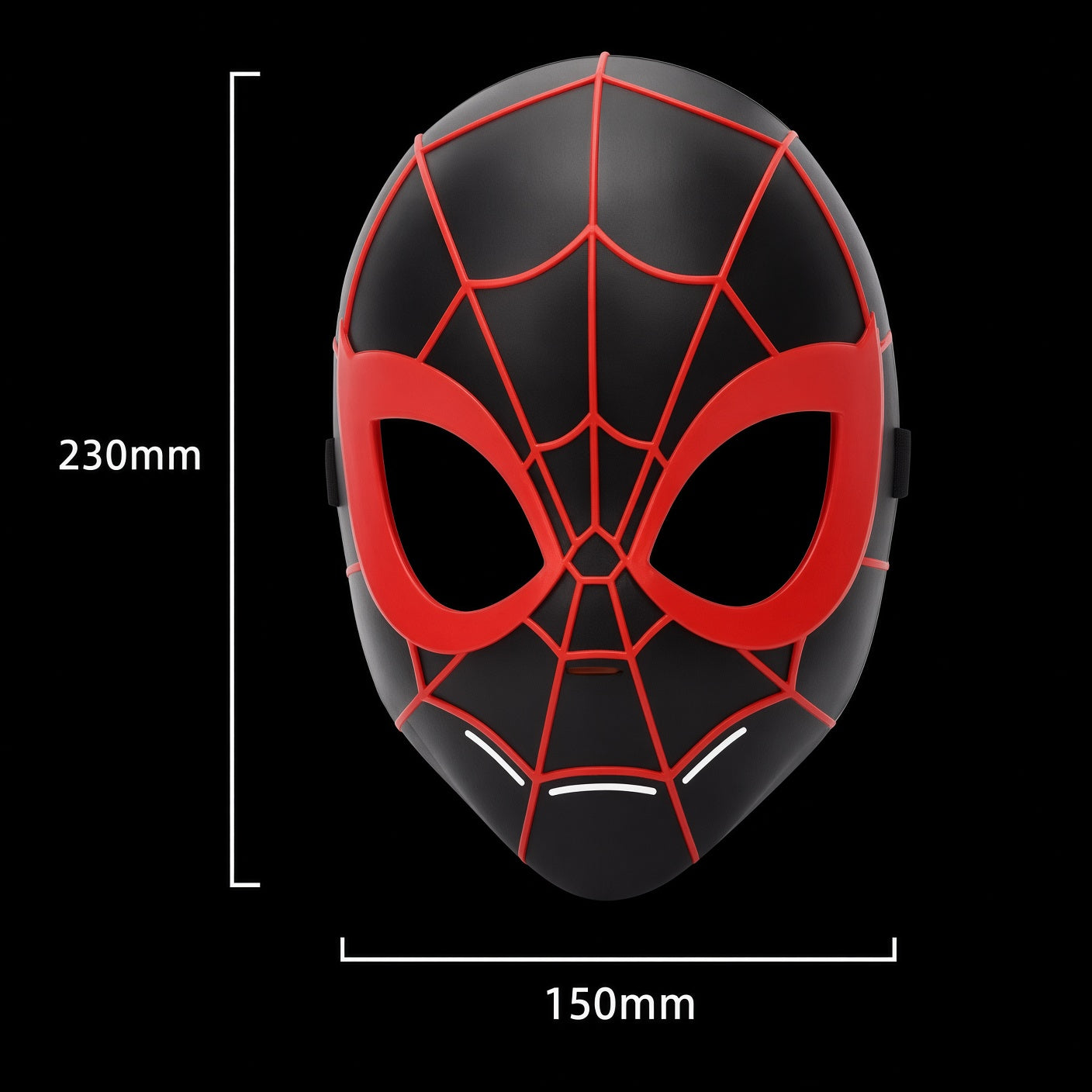 Marvel Spider-Man Miles Morales Black & Red Mask – Halloween Costume Headwear | 15cm × 23cm Kids Dress-Up Superhero Face Mask | CRAZXY