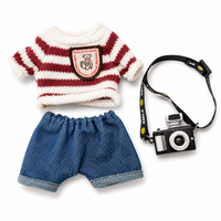 Labubu 20cm Red-White Bear Sweater 3-Piece Set w/ Black Camera – Cozy Brand Style