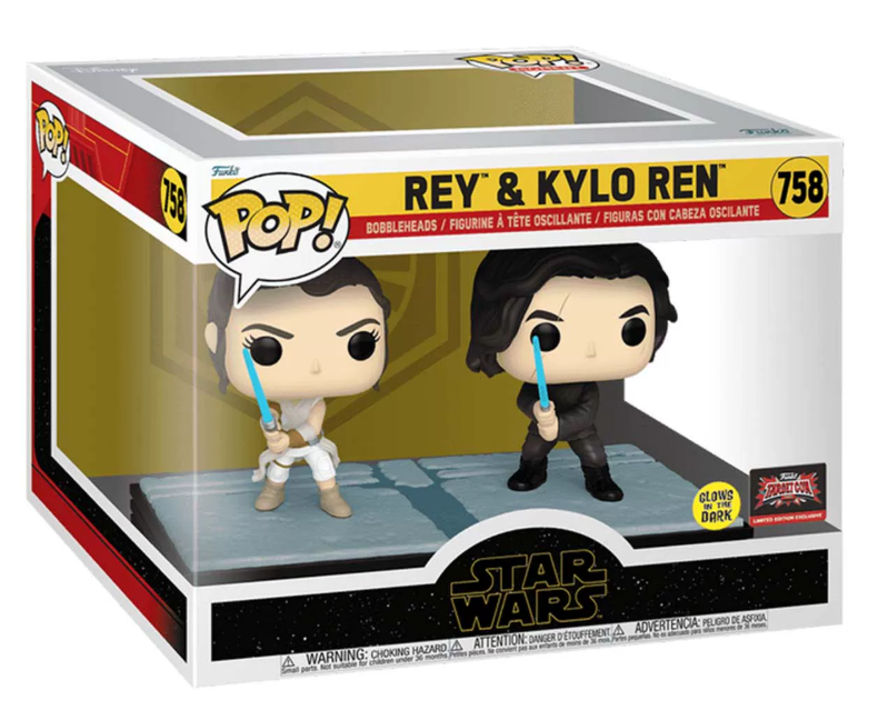 Funko POP! Moment Star Wars Rey & Kylo Ren (Glow) with Glow-in-the-Dark Lightsabers | CRAZXY