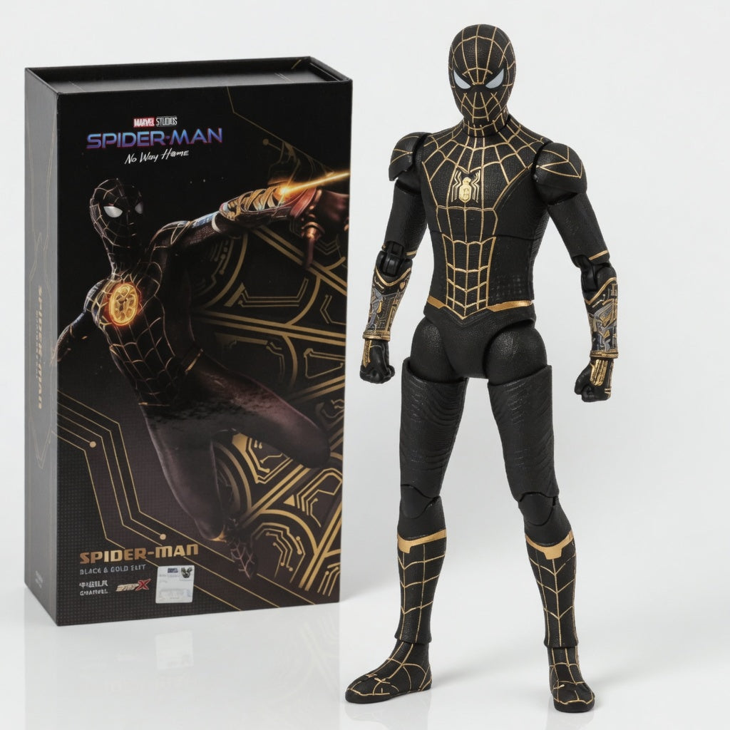 ZD Toys 7 Inch 1:10 Scale Black & Gold Spider-Man Action Figure – Spider-Man: No Way Home (Marvel Licensed)