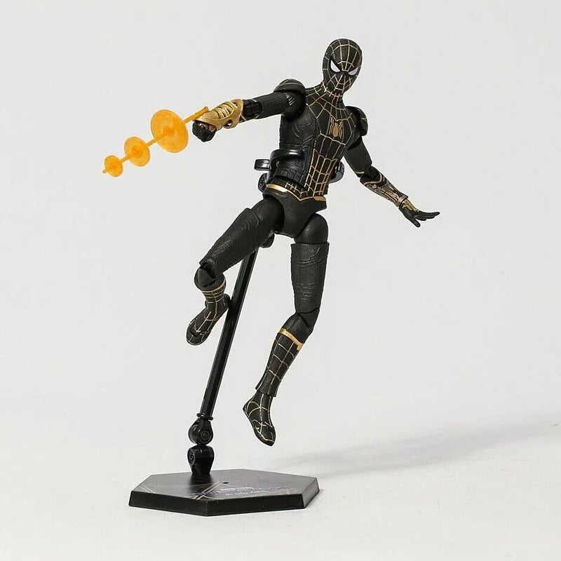 ZD Toys 7 Inch 1:10 Scale Black & Gold Spider-Man Action Figure – Spider-Man: No Way Home (Marvel Licensed)