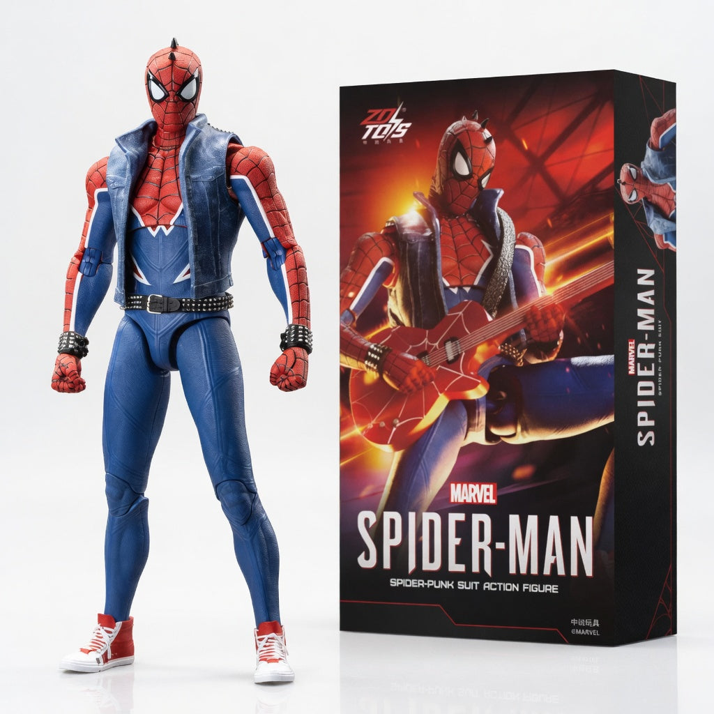 ZD Toys Marvel Official Spider-Man Punk Suit with Multiple Accessories Articulated Action Figure