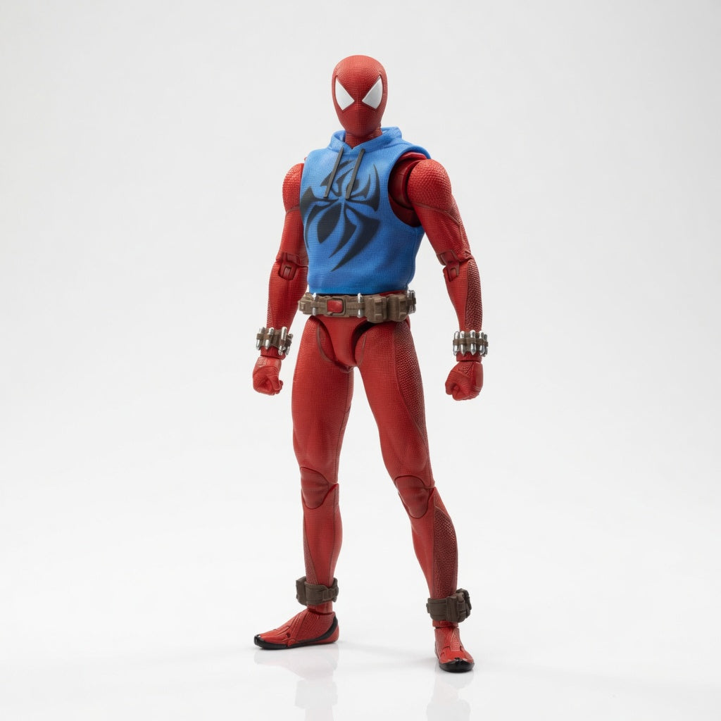 ZD Toys Marvel Official Scarlet Spider-Man Articulated Action Figure with Multiple Accessories