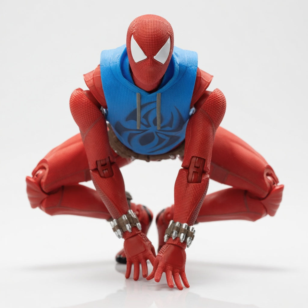 ZD Toys Marvel Official Scarlet Spider-Man Articulated Action Figure with Multiple Accessories