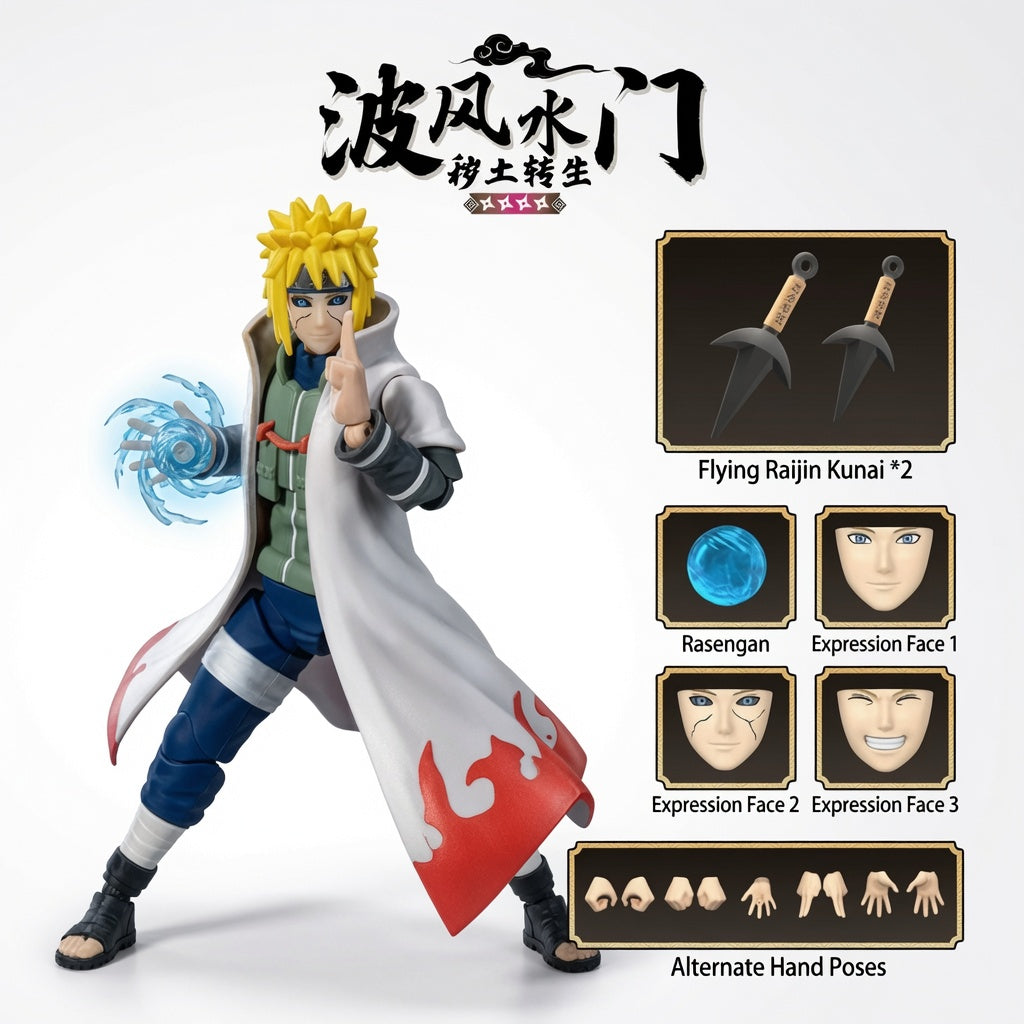 Blokees Naruto Beyond Edition Minato Namikaze Yellow Flash Articulated Figure Model Kit – Snap-Fit Hokage Collectible | CRAZXY