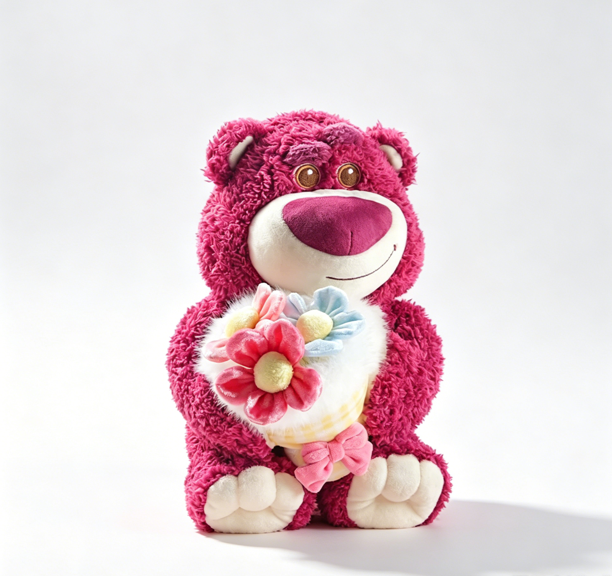 Potdemiel 25cm Strawberry Bear Hug Bouquet Playful Heart Plush Doll