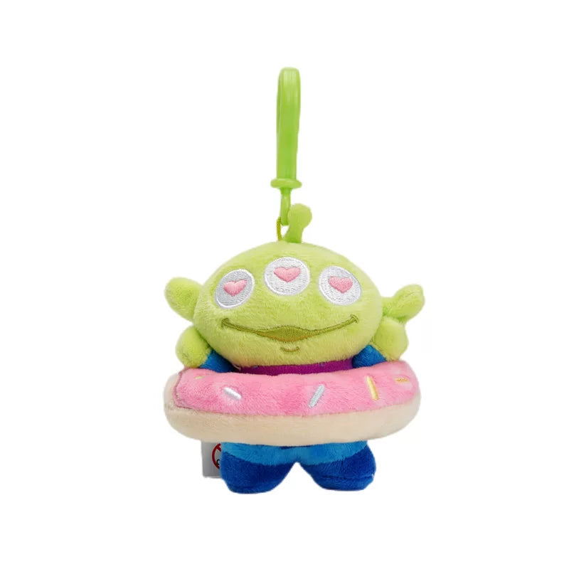 Potdemiel  Disney Toystory Alien Donut Foodie Plush Keychain | 9cm Cute Three-Eyed Alien Sweet Dessert Bag Charm Mini Pendant