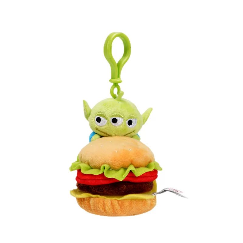 Potdemiel  Disney Alien Burger Hug Foodie Plush Keychain | 11cm Cute Green Alien Hamburger Backpack Charm Pendant