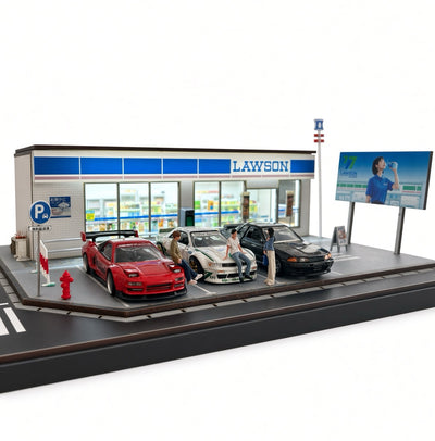 Shou Cang Jia 1:64 Model Cars Display Case – Japanese Convenience Store Miniature Diorama with LED Light