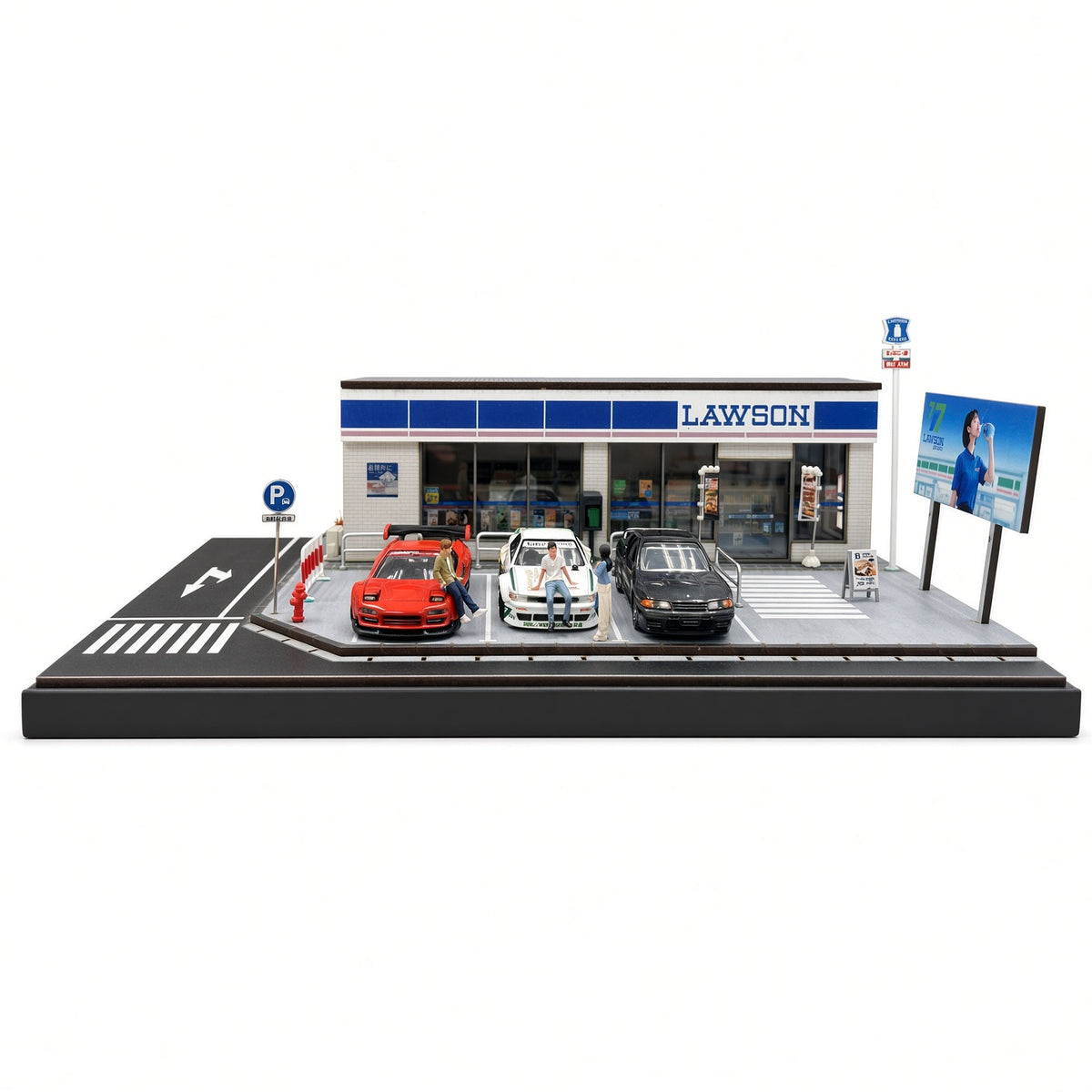Shou Cang Jia 1:64 Model Cars Display Case – Japanese Convenience Store Miniature Diorama with LED Light