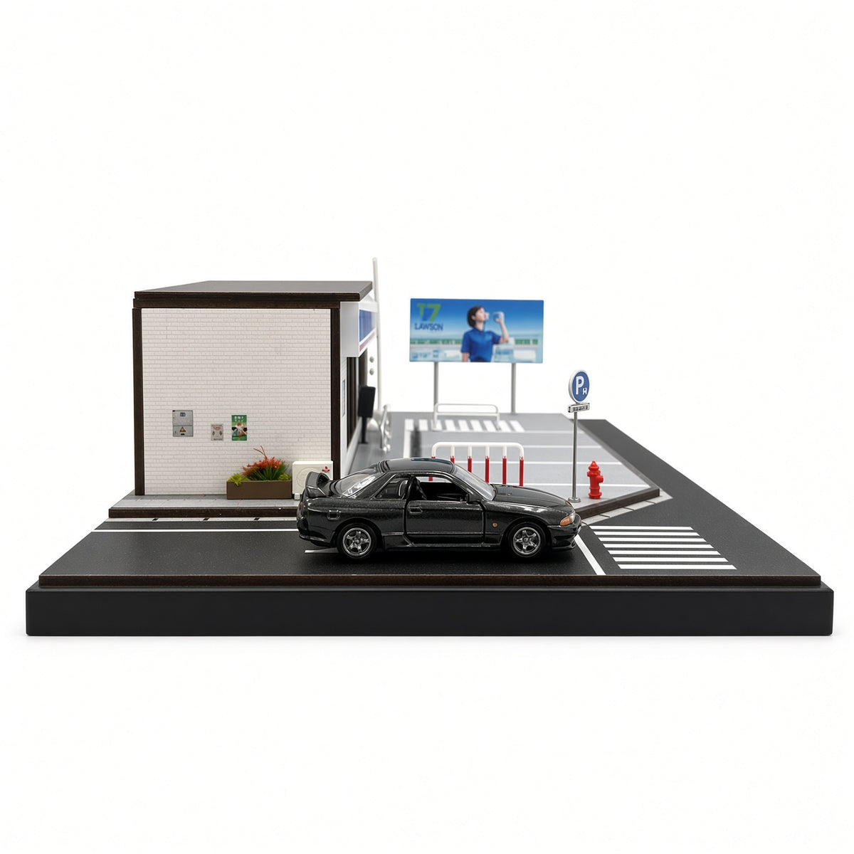 Shou Cang Jia 1:64 Model Cars Display Case – Japanese Convenience Store Miniature Diorama with LED Light