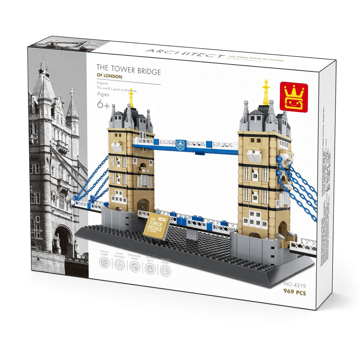 WANGE London Tower Bridge Building Block Set with Free LED Light String