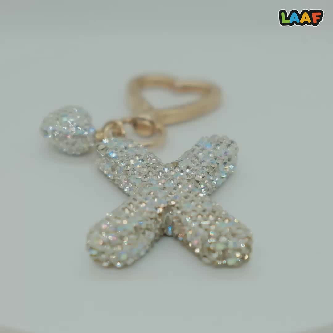 LAAF Rhinestone 26 Letters & Heart Pendant – Bag Charm & Keychain