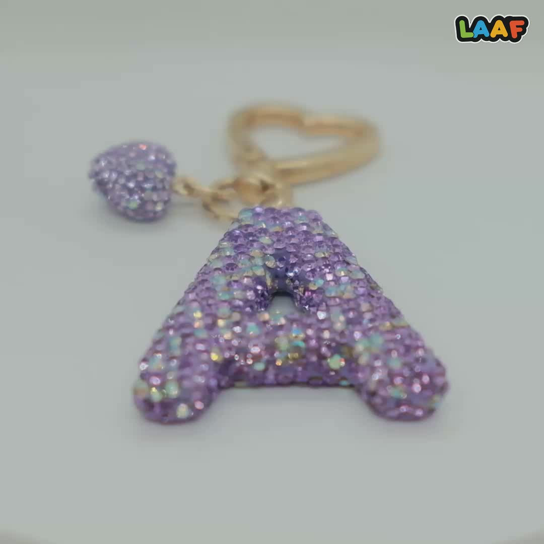 LAAF Rhinestone 26 Letters & Heart Pendant – Bag Charm & Keychain